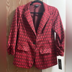 Laura Cruz Red Patterned Blazer